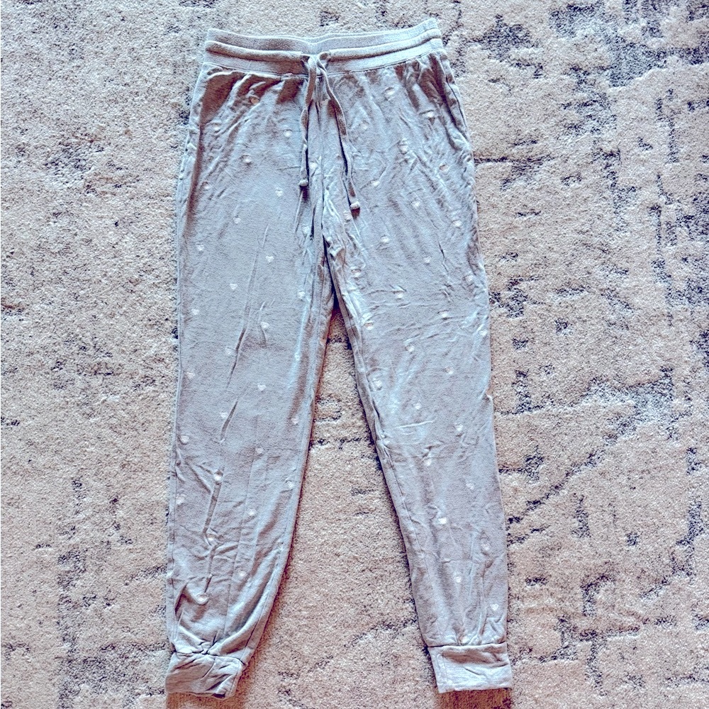 Cozy Gray Heart Jogger Pants